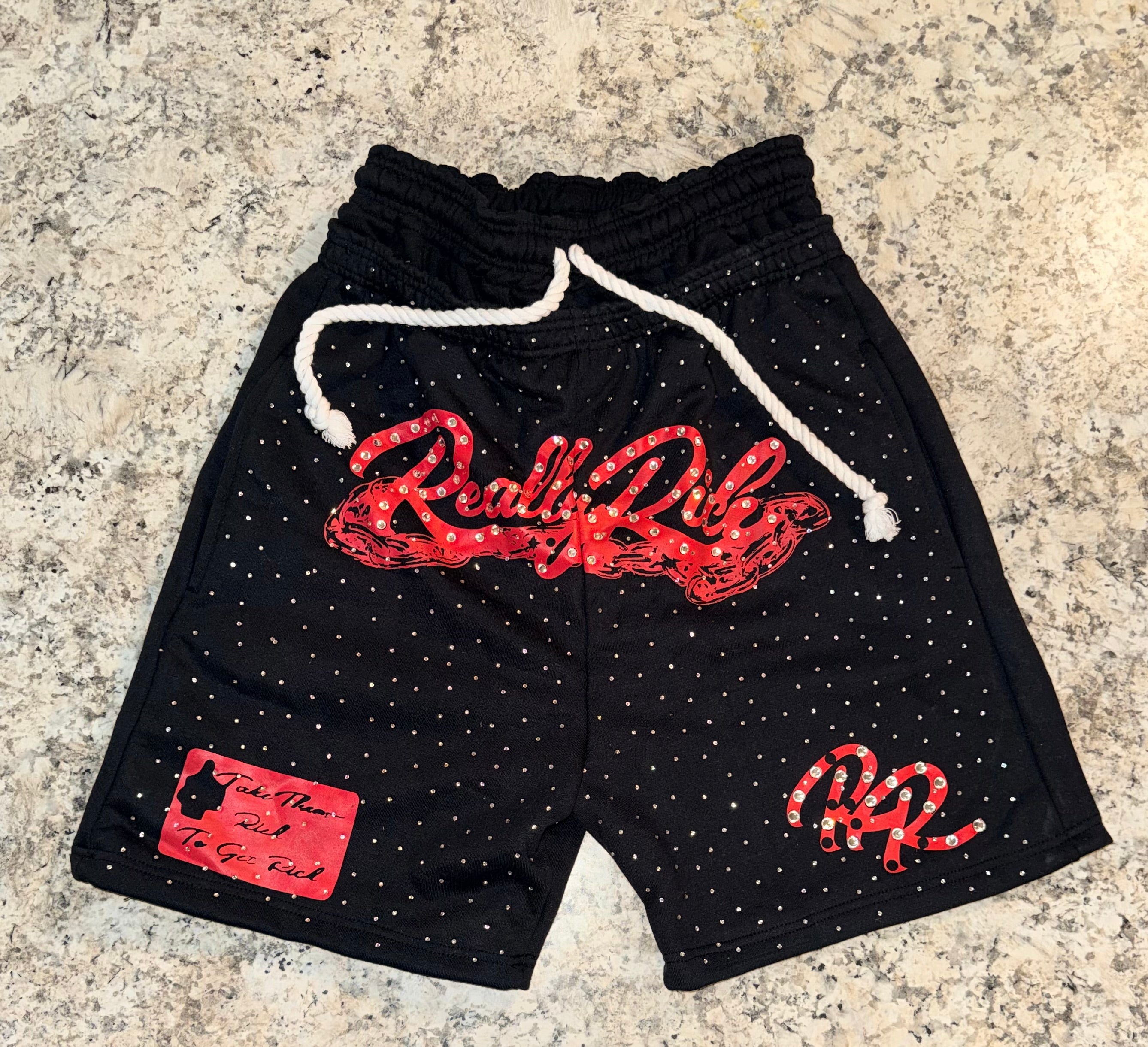 All Star Rhinestones Double Waisted Shorts